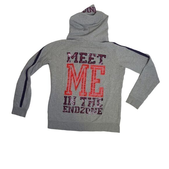 VS PINK Patriots meet me in the endzone gray hooded football sweatshirt L‎ - Picture 1 of 10